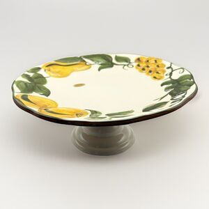 Stangl Sculptured Fruit Hand-Painted Pedestal Serving Cake Plate Vintage MCM